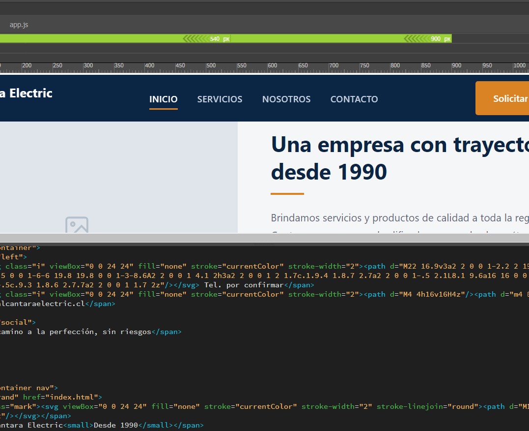 Desarrollo de sitio web a medida — proyecto Alcántara Electric